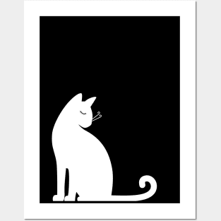 White Cat Silhouette Posters and Art